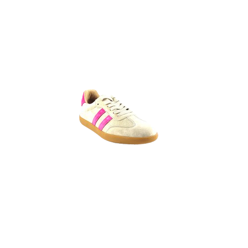 Just Bee Crystal Beige/Fuscia Leather Sneaker