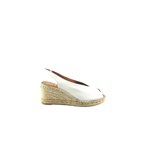 Viguera 2127 Leather Espadrille Wedge Cream