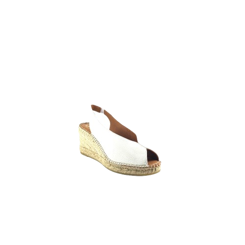 Viguera 2127 Leather Espadrille Wedge Cream