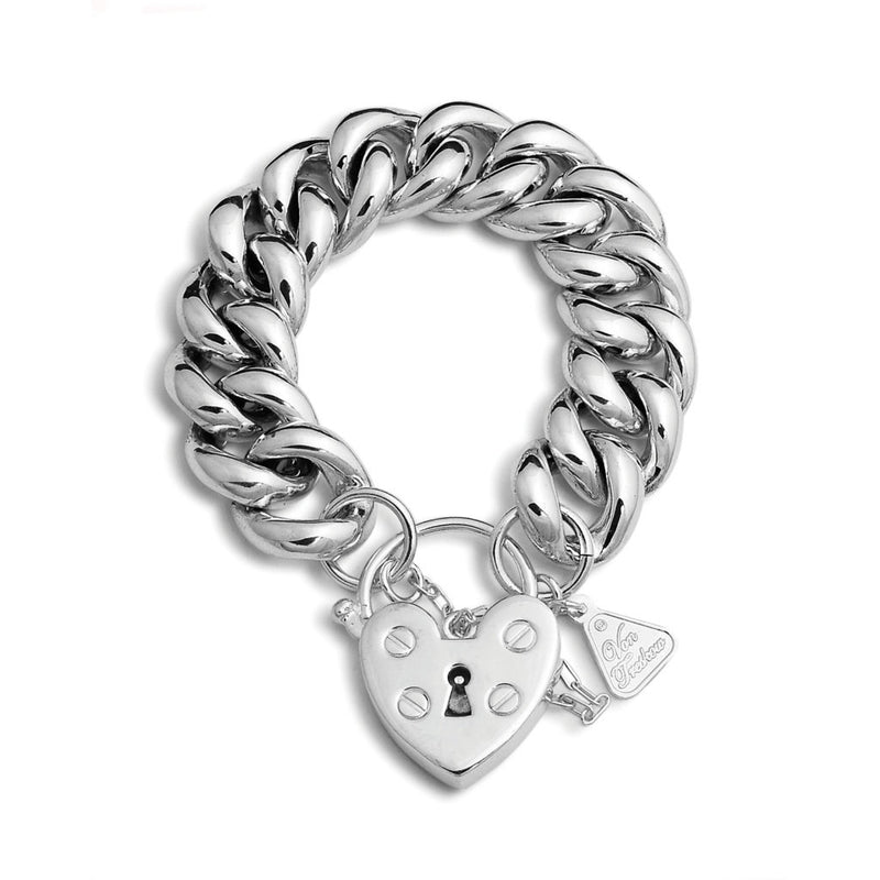 Von Treskow Big Mama Heart Padlock Bracelet Silver