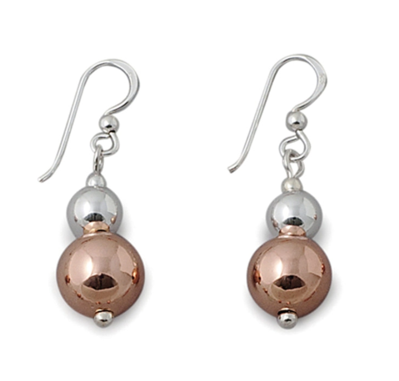 Von Treskow Double Ball Earrings Silver / Rose Gold