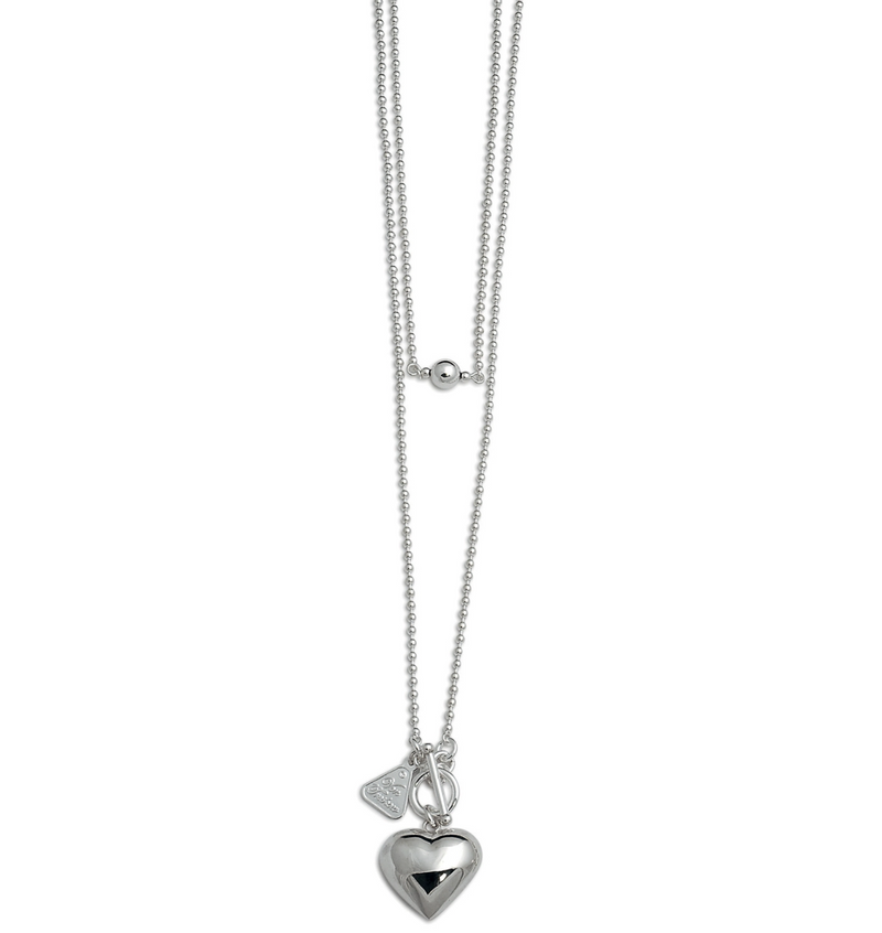 Von Treskow Ball Chain Puffy Heart Necklace Silver
